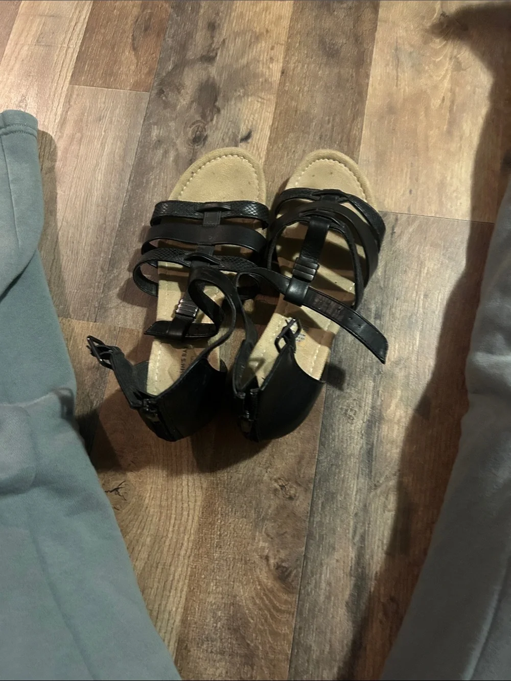 St. John's Bay Black Strappy Ankle-Wrap Sandals